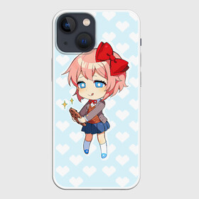 Чехол для iPhone 13 mini с принтом Chibi Sayori ,  |  | Тематика изображения на принте: ddlc | doki doki literature club | sayori | саёри | сайори