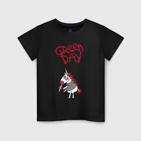 Детская футболка хлопок с принтом Green Day Unicorn , 100% хлопок | круглый вырез горловины, полуприлегающий силуэт, длина до линии бедер | billie joe armstrong | green day | punk | rock | unicorn | билли джо | грин дей | панк | рок