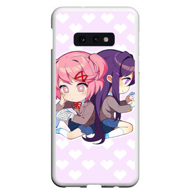 Чехол для Samsung S10E с принтом Chibi Natsuki and Yuri , Силикон | Область печати: задняя сторона чехла, без боковых панелей | Тематика изображения на принте: ddlc | doki doki literature club | natsuki | yuri | натсуки | нацуки | юри