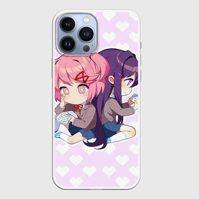 Чехол для iPhone 13 Pro Max с принтом Chibi Natsuki and Yuri ,  |  | ddlc | doki doki literature club | natsuki | yuri | натсуки | нацуки | юри