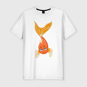 Мужская футболка хлопок Slim с принтом Золотая рыбка , 92% хлопок, 8% лайкра | приталенный силуэт, круглый вырез ворота, длина до линии бедра, короткий рукав | fish | желание | золотая | золотая рыбка | море | океан | рыба | рыбка