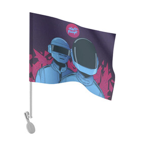 Флаг для автомобиля с принтом Daft Punk , 100% полиэстер | Размер: 30*21 см | daft punk | electronic music | music | дафт панк | музыка