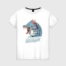 Женская футболка хлопок с принтом Дракон , 100% хлопок | прямой крой, круглый вырез горловины, длина до линии бедер, слегка спущенное плечо | dragon | дракон | драконами | драконом | дракоша | иероглиф | мифология