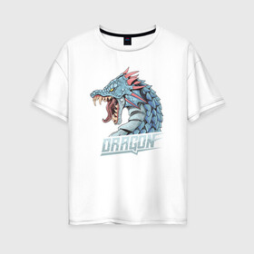 Женская футболка хлопок Oversize с принтом Дракон , 100% хлопок | свободный крой, круглый ворот, спущенный рукав, длина до линии бедер
 | dragon | дракон | драконами | драконом | дракоша | иероглиф | мифология