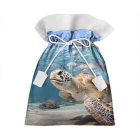 Подарочный 3D мешок с принтом Морская черепаха , 100% полиэстер | Размер: 29*39 см | Тематика изображения на принте: море | морская | океан | подводный мир | рыбы | черепаха