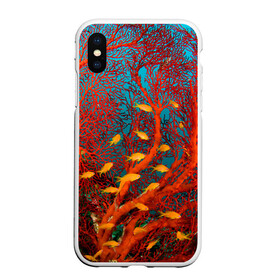 Чехол для iPhone XS Max матовый с принтом Коралловые рыбки , Силикон | Область печати: задняя сторона чехла, без боковых панелей | коралловые | море | океан | подводный мир | рифы | рыбки | рыбы