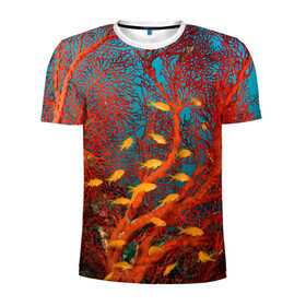 Мужская футболка 3D спортивная с принтом Коралловые рыбки , 100% полиэстер с улучшенными характеристиками | приталенный силуэт, круглая горловина, широкие плечи, сужается к линии бедра | Тематика изображения на принте: коралловые | море | океан | подводный мир | рифы | рыбки | рыбы