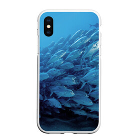 Чехол для iPhone XS Max матовый с принтом Морские рыбы , Силикон | Область печати: задняя сторона чехла, без боковых панелей | косяк | море | океан | подводный мир | рыбки | рыбы