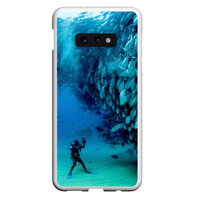 Чехол для Samsung S10E с принтом Фото дайвинг , Силикон | Область печати: задняя сторона чехла, без боковых панелей | дайвер | косяк | море | океан | подводный мир | рыбки | рыбы | фото дайвинг
