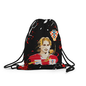 Рюкзак-мешок 3D с принтом ЛУКА МОДРИЧ LUKA MODRIC , 100% полиэстер | плотность ткани — 200 г/м2, размер — 35 х 45 см; лямки — толстые шнурки, застежка на шнуровке, без карманов и подкладки | Тематика изображения на принте: football | luka modric | real madrid. | sport | лука модрич | реал мадрид | сборная хорватии | спорт | футбол