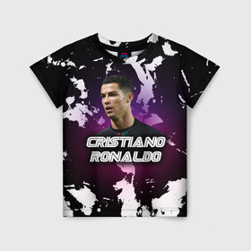 Детская футболка 3D с принтом Cristiano Ronaldo , 100% гипоаллергенный полиэфир | прямой крой, круглый вырез горловины, длина до линии бедер, чуть спущенное плечо, ткань немного тянется | cristiano | cristiano ronaldo | ronaldo | криштиану роналду | криштиану роналду душ сантуш авейру | португалия | ювентус