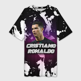 Платье-футболка 3D с принтом Cristiano Ronaldo ,  |  | cristiano | cristiano ronaldo | ronaldo | криштиану роналду | криштиану роналду душ сантуш авейру | португалия | ювентус
