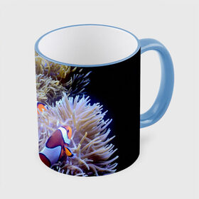 Кружка с принтом Клоуны в актинии , керамика | ёмкость 330 мл | Тематика изображения на принте: актиния | клоуны | коралловые | море | подводный мир | рыбки