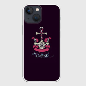 Чехол для iPhone 13 mini с принтом Якорь из костей ,  |  | water | вода | корабли | кости | море | моряк | якорь