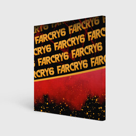Холст квадратный с принтом Far Cry 6 , 100% ПВХ |  | far cry 6 | дым | игра | капли | лого | надпись | частицы