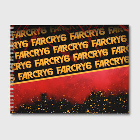 Альбом для рисования с принтом Far Cry 6 , 100% бумага
 | матовая бумага, плотность 200 мг. | Тематика изображения на принте: far cry 6 | дым | игра | капли | лого | надпись | частицы