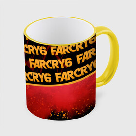 Кружка с принтом Far Cry 6 , керамика | ёмкость 330 мл | Тематика изображения на принте: far cry 6 | дым | игра | капли | лого | надпись | частицы