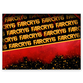 Поздравительная открытка с принтом Far Cry 6 , 100% бумага | плотность бумаги 280 г/м2, матовая, на обратной стороне линовка и место для марки
 | Тематика изображения на принте: far cry 6 | дым | игра | капли | лого | надпись | частицы