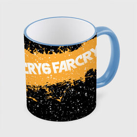 Кружка с принтом Far Cry 6 , керамика | ёмкость 330 мл | Тематика изображения на принте: far cry 6 | игра | капли | лого | надпись | снег | частицы