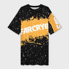 Платье-футболка 3D с принтом Far Cry 6 ,  |  | far cry 6 | игра | капли | лого | надпись | снег | частицы