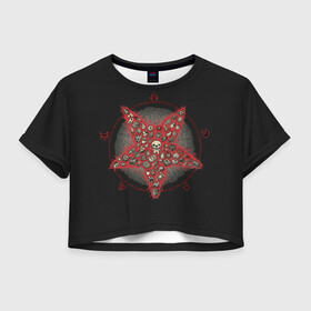 Женская футболка Crop-top 3D с принтом Star of Isaac , 100% полиэстер | круглая горловина, длина футболки до линии талии, рукава с отворотами | Тематика изображения на принте: binding | game | games | hell | isaac | the binding of isaac | ад | жертвоприношение исаака | игра | игры | исаак