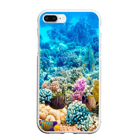 Чехол для iPhone 7Plus/8 Plus матовый с принтом Риф , Силикон | Область печати: задняя сторона чехла, без боковых панелей | коралловый риф | полосатые рыбы | риф | рыбы | сказочный риф