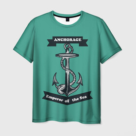 Мужская футболка 3D с принтом Якорь и море , 100% полиэфир | прямой крой, круглый вырез горловины, длина до линии бедер | якорь
море
океан
перевозки
корабль