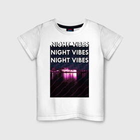 Детская футболка хлопок с принтом Ночная гладь , 100% хлопок | круглый вырез горловины, полуприлегающий силуэт, длина до линии бедер | neon | night city | retrowave | вода | неон | ночь | отражение | полосы | ретровейв | свет