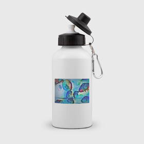 Бутылка спортивная с принтом Медузы в море , металл | емкость — 500 мл, в комплекте две пластиковые крышки и карабин для крепления | медуза | медузы | море | морская фауна | морские жители | подводный мир