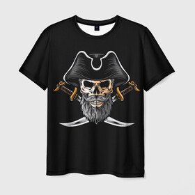 Мужская футболка 3D с принтом Морской Капитан Пират , 100% полиэфир | прямой крой, круглый вырез горловины, длина до линии бедер | дэви джонс | капитан | клад | пират | пираты | сабли | сокровища | сундук мертвеца | чёрная борода