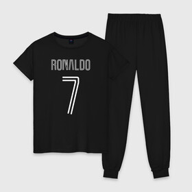 Женская пижама хлопок с принтом Ronaldo 7 номер на груди , 100% хлопок | брюки и футболка прямого кроя, без карманов, на брюках мягкая резинка на поясе и по низу штанин | 7 | champion | cr7 | cristiano ronaldo | fifa | football | football club | juventus | soccer | uefa | игра | криштиану роналду | лига чемпионов | реал мадрид | сборная португалии | спорт | уефа | фифа | фк | футбол | футболь
