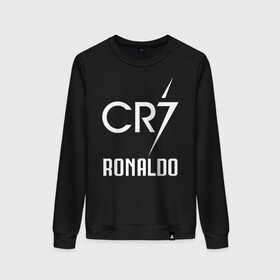 Женский свитшот хлопок с принтом CR7 Cristiano Ronaldo logo , 100% хлопок | прямой крой, круглый вырез, на манжетах и по низу широкая трикотажная резинка  | 7 | champion | cr7 | cristiano ronaldo | fifa | football | football club | juventus | soccer | uefa | игра | криштиану роналду | лига чемпионов | реал мадрид | сборная португалии | спорт | уефа | фифа | фк | футбол | футболь