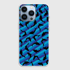 Чехол для iPhone 13 Pro с принтом Черные акулы паттерн ,  |  | black | shark | акула | акулы | жители | клыки | море | морские | океан | паттерн | рыба | черные