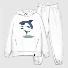 Мужской костюм хлопок OVERSIZE с принтом Акуленок ,  |  | baby | shark | акула | акуленок | акулы | жители | клыки | море | морские | океан | памперс | паттерн | ребенок | рыба | черные