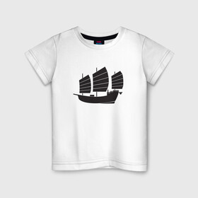 Детская футболка хлопок с принтом Черный корабль , 100% хлопок | круглый вырез горловины, полуприлегающий силуэт, длина до линии бедер | sailboat | кораблик | корабль | лодка | парус | паруса | парусная лодка | тату | татуировка | черные