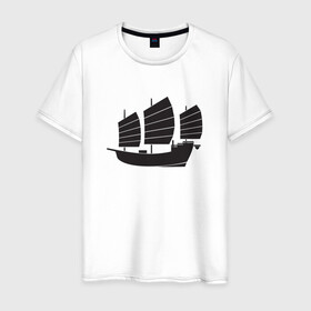 Мужская футболка хлопок с принтом Черный корабль , 100% хлопок | прямой крой, круглый вырез горловины, длина до линии бедер, слегка спущенное плечо. | sailboat | кораблик | корабль | лодка | парус | паруса | парусная лодка | тату | татуировка | черные