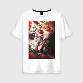 Женская футболка хлопок Oversize с принтом Tartaglia fan art , 100% хлопок | свободный крой, круглый ворот, спущенный рукав, длина до линии бедер
 | art | fanart | game | genshin | impact | tartaglia | арт | тарталья | фан