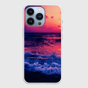 Чехол для iPhone 13 Pro с принтом Закат на берегу ,  |  | берег | волны | закат | море | пляж