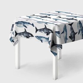 Скатерть 3D с принтом киты , 100% полиэстер (ткань не мнется и не растягивается) | Размер: 150*150 см | ocean | sea | касатки | киты | море | морские мотивы | морской принт | морской фон | океан | паттерн | рыбы | текстуры
