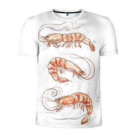 Мужская футболка 3D спортивная с принтом креветки , 100% полиэстер с улучшенными характеристиками | приталенный силуэт, круглая горловина, широкие плечи, сужается к линии бедра | ocean | sea | sea animal | графика | креветки | лобстер | море | океан | раки | рачки | рисунок