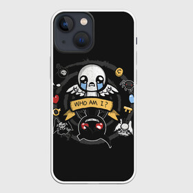 Чехол для iPhone 13 mini с принтом Who am i ,  |  | binding | game | games | hell | isaac | the binding of isaac | ад | жертвоприношение исаака | игра | игры | исаак