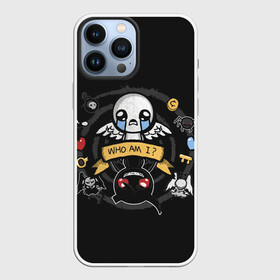 Чехол для iPhone 13 Pro Max с принтом Who am i ,  |  | Тематика изображения на принте: binding | game | games | hell | isaac | the binding of isaac | ад | жертвоприношение исаака | игра | игры | исаак