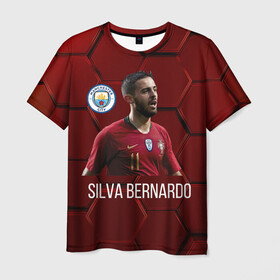 Мужская футболка 3D с принтом Silva Bernardo Манчестер Сити , 100% полиэфир | прямой крой, круглый вырез горловины, длина до линии бедер | manchester city | бернарду силва | манчестер сити | сборная португалии | футбол | футболист