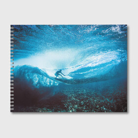 Альбом для рисования с принтом Под водой , 100% бумага
 | матовая бумага, плотность 200 мг. | море | морская волна | океан | под водой | серфер | серфинг