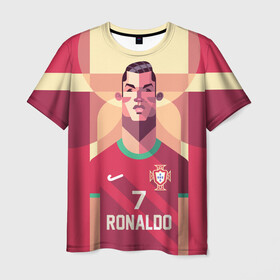 Мужская футболка 3D с принтом Криштиану Роналду , 100% полиэфир | прямой крой, круглый вырез горловины, длина до линии бедер | cristiano ronaldo | fc portugal | криштиану роналду | сборная | фк португалия | футбол