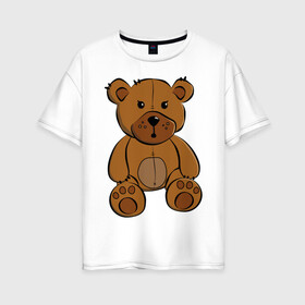 Женская футболка хлопок Oversize с принтом Плюшевый медведь , 100% хлопок | свободный крой, круглый ворот, спущенный рукав, длина до линии бедер
 | животные | звери | медведи | плюшевый | природа