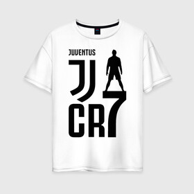 Женская футболка хлопок Oversize с принтом Juventus CR7 Cristiano Ronaldo , 100% хлопок | свободный крой, круглый ворот, спущенный рукав, длина до линии бедер
 | 7 | champion | cr7 | cristiano ronaldo | fifa | football | football club | juventus | soccer | uefa | игра | криштиану роналду | лига чемпионов | реал мадрид | сборная португалии | спорт | уефа | фифа | фк | футбол | футболь