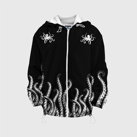Детская куртка 3D с принтом Octopus Щупальца , 100% полиэстер | застежка — молния, подол и капюшон оформлены резинкой с фиксаторами, по бокам — два кармана без застежек, один потайной карман на груди, плотность верхнего слоя — 90 г/м2; плотность флисового подклада — 260 г/м2 | Тематика изображения на принте: animal | beast | kraken | ocean | octopus | sea | ship | water | вода | животные | звери | корабль | кракен | море | океан | осьминог | рыбы | щупальца