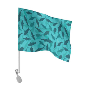 Флаг для автомобиля с принтом Морские жители , 100% полиэстер | Размер: 30*21 см | fish | shark | акулы | жители | морские | паттерн | подводный мир | рыбы
