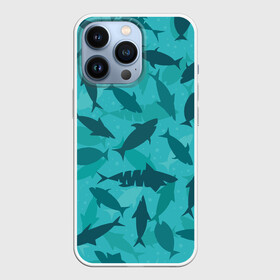 Чехол для iPhone 13 Pro с принтом Морские жители ,  |  | fish | shark | акулы | жители | морские | паттерн | подводный мир | рыбы